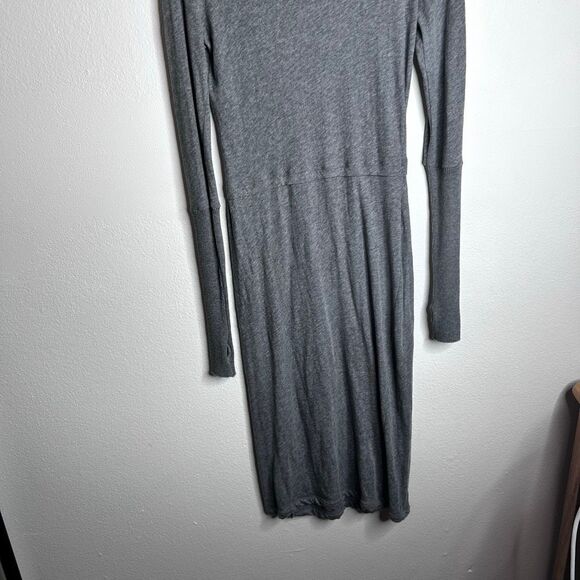 Enza Costa Light Gray Asymmetrical Midi Dress Size S Cashmere Blend Scoop Neck - Picture 6 of 8